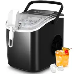 CRZOE - Máquina para Hacer Hielo Producción de 12 kg/día con Autolimpieza y Asa Portátil