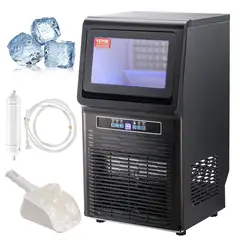 VEVOR - Máquina de Hielo Comercial Producción de 32 kg/día con Almacenamiento de 5.4 kg y Autolimpieza