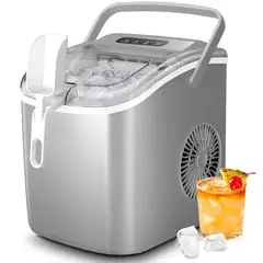 CRZOE - Máquina para Hacer Hielo Producción de 12 kg/día con Asa Portátil y Autolimpieza