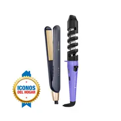REMINGTON - Combo Plancha de cabello Sapphire S5805 + Rizador 2 en 1 CI63N1