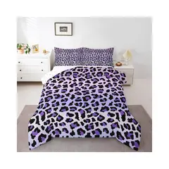 FEELYOU - Juego De Edredón Queen De Leopardo Morado Y Negro