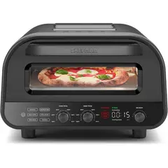 CHEFMAN - Horno de Pizza 1700 W para Pizzas de 30 cm con Pantalla Táctil y Piedra Incluida