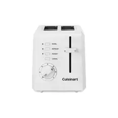 CUISINART - Tostadora Compacta Blanco con 7 Niveles de Tostado y Ranuras Extra Anchas