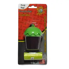 COLMASCOTAS - Portabolsas forma cupcake con 2 rollos de bolsas x15und verde