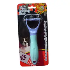 COLMASCOTAS - Cepillo para perro desenredador y cortanudos azul talla m