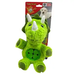 COLMASCOTAS - Juguete para perro peluche dispensador dinosaurio verde 18x27cm