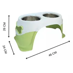 COLMASCOTAS - Comedero alto para perro dinastía verde 47x20.3cm