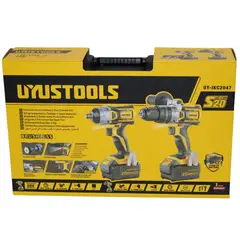 DONG CHENG - Kit Inalámbrico Taladro Percutor 1/2 Pulgada + Llave de Impacto 20 V Uyustools