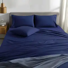 KARYTEX - Juego De Sábanas Unicolor Cama Queen Azul Petroleo