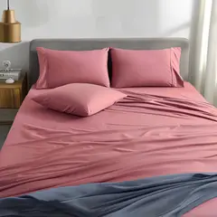 KARYTEX - Juego De Sábanas Unicolor Cama Doble Color Rosa