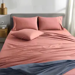KARYTEX - Juego De Sábanas Unicolor Cama Queen Color Piel