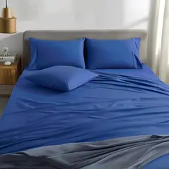 KARYTEX - Juego De Sábanas Unicolor Cama Semidoble Color Navy