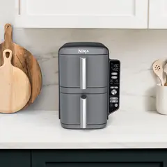 NINJA - Freidora Aire Doble Canasta Plateado