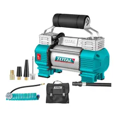 TOTAL TOOLS - Compresor de Aire Automático 12V 120PSI 45l/min con Manguera 3m y Adaptador