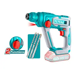 TOTAL TOOLS - Rotomartillo SDS Plus Batería 20V 1.5J 5100BPM con 3 Brocas sin Cargador ni Batería
