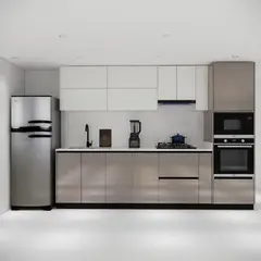 undefined - Cocina Integral 3m con Torre Premium sin mesón Color Marfil y Capuccino Alto Brillo