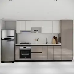 undefined - Cocina Integral 3m con Despensa Premium sin mesón Color Marfil y Capuccino Alto Brillo