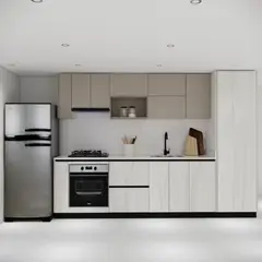 undefined - Cocina Integral 3m con Despensa Classic sin mesón Color Gris Arcilla y Madera Cristal