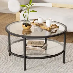 undefined - Mesa de Café Redonda Moderna de Vidrio