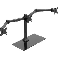 VIVO - Brazo Para Tres Monitores Con Base De Vidrio Y Brazos Ajustables