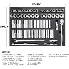 POWERBUILT - Juego de Dados 69 Piezas SAE Métrico 1/2 Pulgada 6 y 12 Puntos