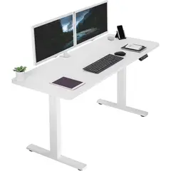 VIVO - Escritorio Eléctrico De Altura Ajustable Con Memoria Blanco
