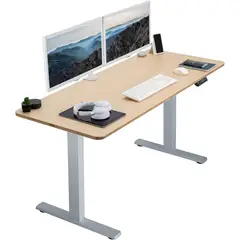 VIVO - Escritorio Eléctrico De Bambú Ajustable Ideal Para Oficina Y Casa