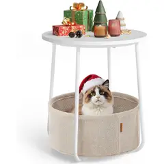 VASAGLE - Mesa de Noche Moderna con Canasta de Tela