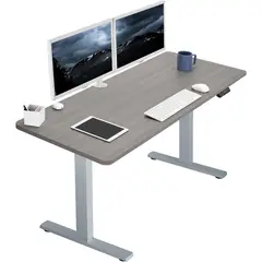 VIVO - Escritorio Eléctrico De Pie Serie 1B 152 x 60 cm Gris Oscuro De Una Pieza Con Marco Gris Ajustable Con Memoria