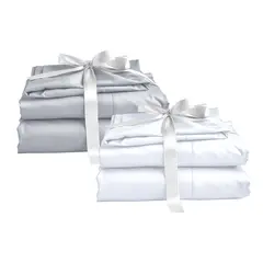 KARYTEX - Combo Set Juego De Sábanas X2 Blanco-Gris Cama Semidoble
