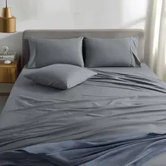 KARYTEX - Juego De Sábanas Unicolor Cama Queen Color Gris Oscuro