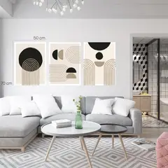 BE AND BEE - Pintura Triptico Nude Geometric 50 Cm X 70 Cm