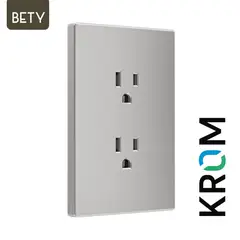 KROM - Tomacorriente Doble Americano Bety Plateado