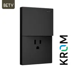 KROM - Interruptor + Toma Americano Bety Negro