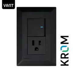 KROM - Interruptor + Toma Vant Negro