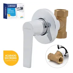 GRIVEN - Grifería Individual Para Ducha Escudo Redondo Maneral Largo Metalico Consumo 8 l/min