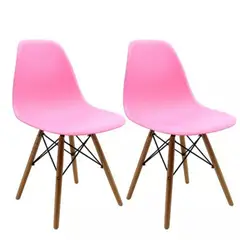 52 BITS - Combo X2 Sillas Eames para sala comedor Rosado