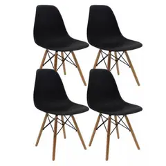 52 BITS - Combo X4 Sillas Eames para Sala Comedor Negro