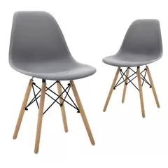 52 BITS - Combo X2 Sillas Eames para Sala Comedor Gris