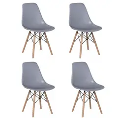 52 BITS - Combo X4 Sillas Eames para Sala Comedor Gris