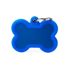 MY FAMILY - Placa Ident Hueso Aluminio Goma Azul
