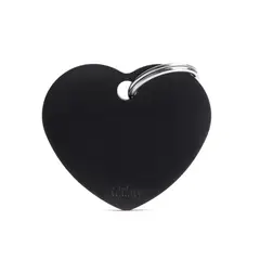 MY FAMILY - Placa Ident Corazon Grande Aluminio Negro Basic