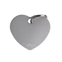 MY FAMILY - Placa Ident Corazon Grande Aluminio Gris Basic