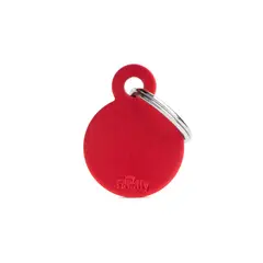 MY FAMILY - Placa Ident Circulo Pequeno Aluminio Rojo Basic