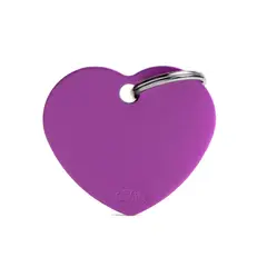 MY FAMILY - Placa Ident Corazon Grande Aluminio Morad Basic