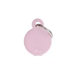 MY FAMILY - Placa Ident Circulo Pequeno Aluminio Rosa Basic