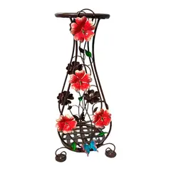 undefined - Portamatera Flores Rojas Con 2 Soportes Café