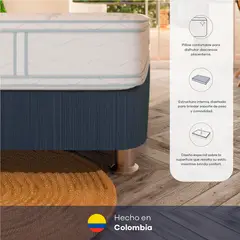 COMODISIMOS - Combo Colchón Semifirme Semidoble Atlantico Pillow 120x190 + Base Cama Essential Gris 120x190 + 1 Almohada