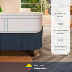 COMODISIMOS - Combo Colchón Doble Sensación Semidoble Atlantico Pillow Solution 120x190 + Base Cama Essential Gris 120x190 + 1 Almohada