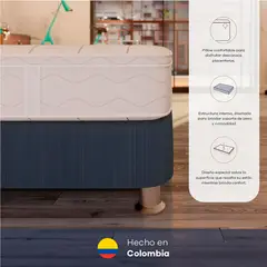 COMODISIMOS - Combo Colchón Semidoble Doble Sensación de Firmeza Access Solution 120x190 + Base Cama Essential Gris 120x190 + 1 Almohada